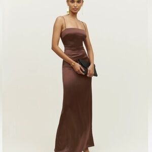 Reformation Frankie Silk dress in brown
